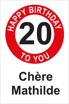 Image de Panneau d'anniversaire - 20 Happy birthday FR